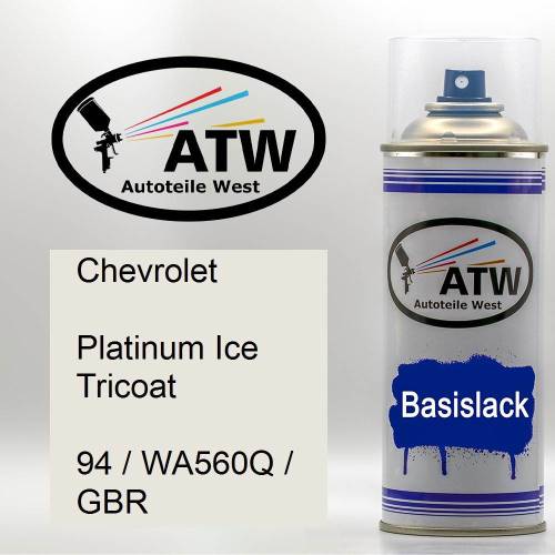 Chevrolet, Platinum Ice Tricoat, 94 / WA560Q / GBR: 400ml Sprühdose, von ATW Autoteile West.